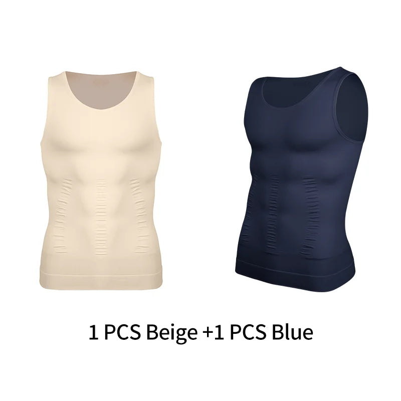 Mens Slimming Body Shaper Vest Shirt Abs Abdomen Slim Gym Workout Tummy Control Compression Tank Top Sleeveless Shapewear